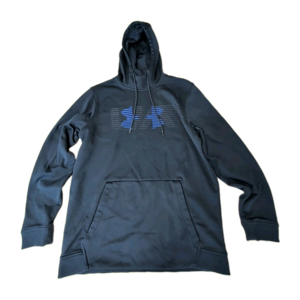 Under Armour Hoodie Sweatshirt Mens M Blue Cold Gear Fleece Lined Loose Fit